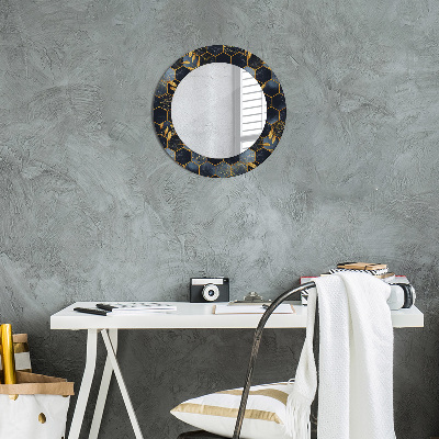 Round mirror decor Marble hexagon