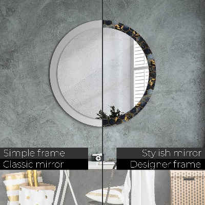 Round mirror decor Marble hexagon