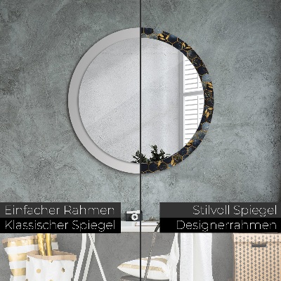 Round mirror decor Marble hexagon