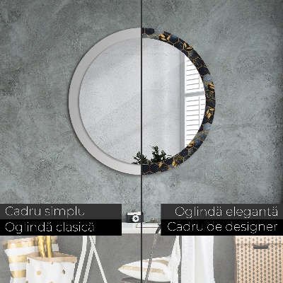 Round mirror decor Marble hexagon