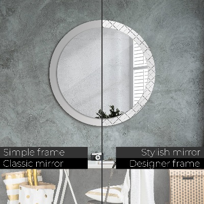 Round decorative wall mirror Crossed lines