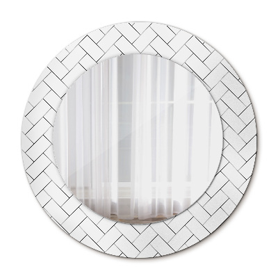 Round decorative wall mirror Herringbone