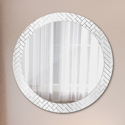 Round decorative wall mirror Herringbone