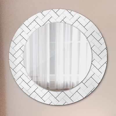Round decorative wall mirror Herringbone