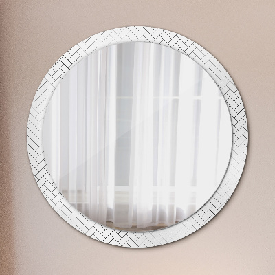 Round decorative wall mirror Herringbone