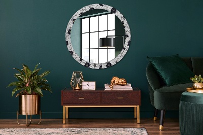 Round mirror printed frame Linear flowers composition