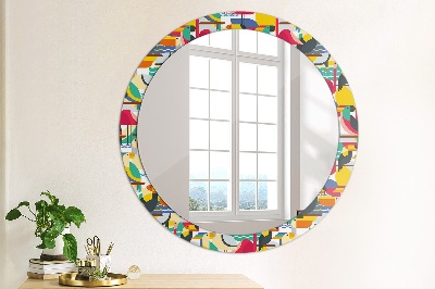 Round decorative wall mirror Geometric tropical birds