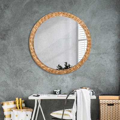 Round decorative wall mirror Reed texture