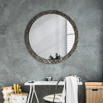 Round decorative wall mirror Steel texture