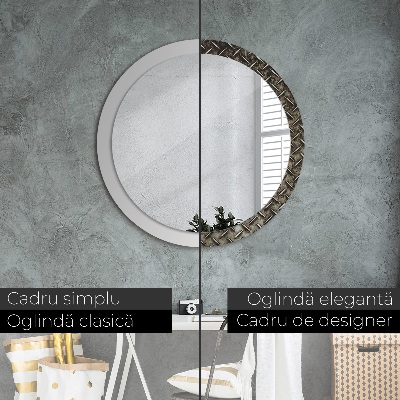 Round decorative wall mirror Steel texture