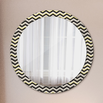 Round decorative wall mirror Zig-zag pattern