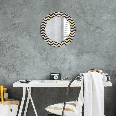 Round decorative wall mirror Zig-zag pattern