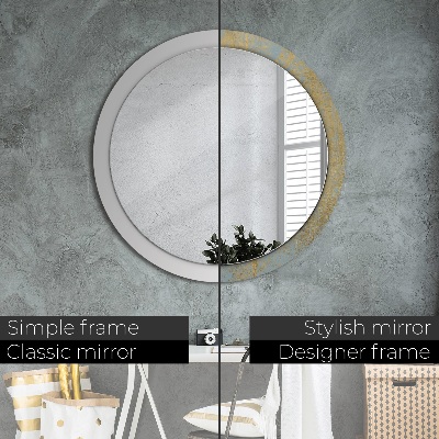 Round decorative wall mirror Golden foil texture