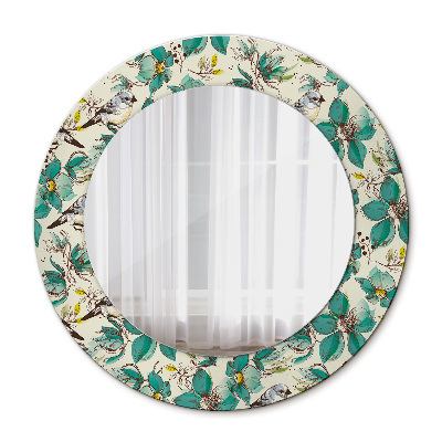 Round mirror decor Flowers and birds