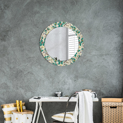 Round mirror decor Flowers and birds