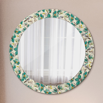 Round mirror decor Flowers and birds