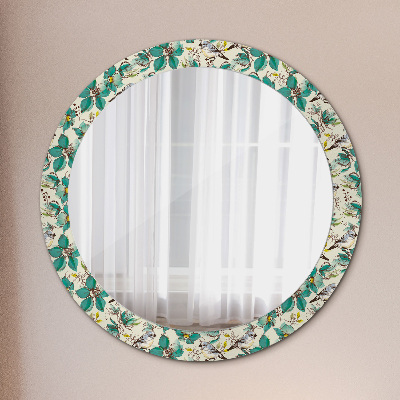 Round mirror decor Flowers and birds