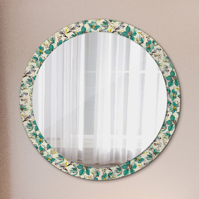 Round mirror decor Flowers and birds