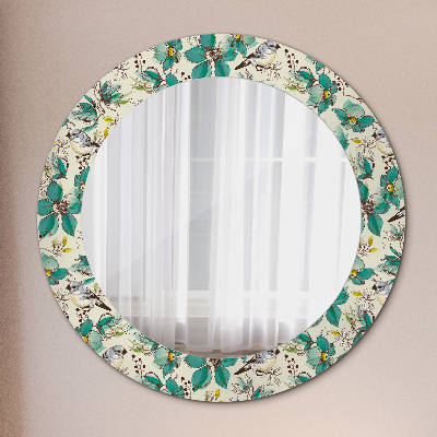 Round mirror decor Flowers and birds