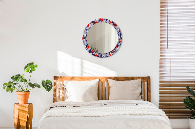 Round mirror decor Philodendron and red flowers