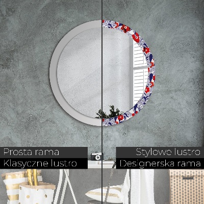 Round mirror decor Philodendron and red flowers