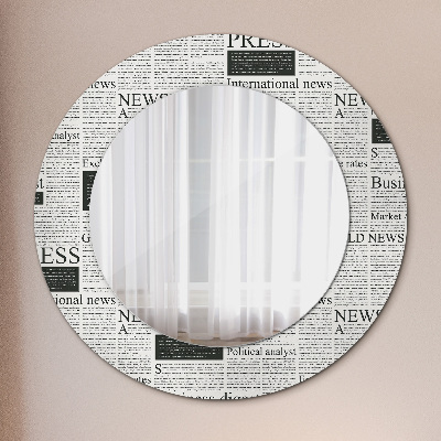 Round mirror decor Newspaper pattern