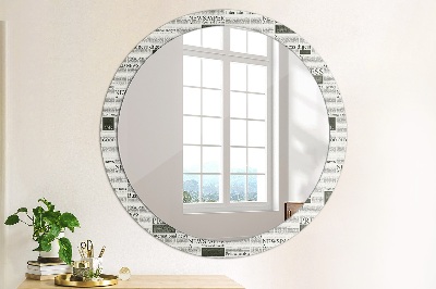 Round mirror decor Newspaper pattern