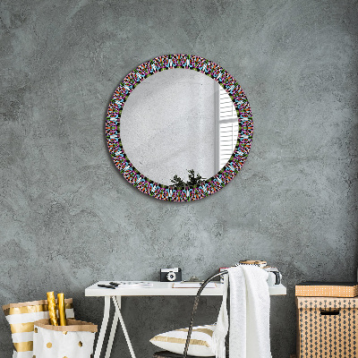 Round decorative wall mirror Psychodelic mandala pattern