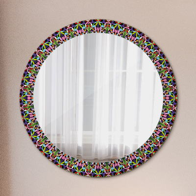 Round decorative wall mirror Psychodelic mandala pattern