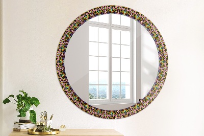 Round decorative wall mirror Psychodelic mandala pattern