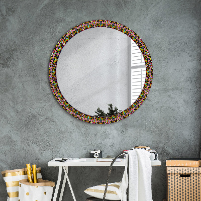 Round decorative wall mirror Psychodelic mandala pattern