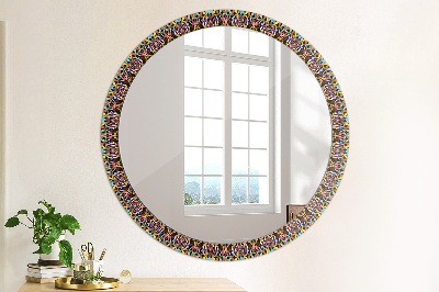 Round decorative wall mirror Psychodelic mandala pattern