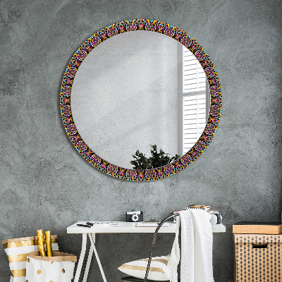 Round decorative wall mirror Psychodelic mandala pattern