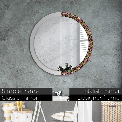 Round decorative wall mirror Psychodelic mandala pattern