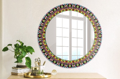 Round decorative wall mirror Psychodelic mandala pattern