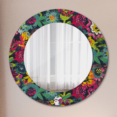 Round mirror printed frame Hand painted flowers