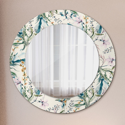 Round mirror printed frame Watercolor flowers