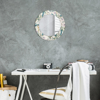 Round mirror printed frame Watercolor flowers