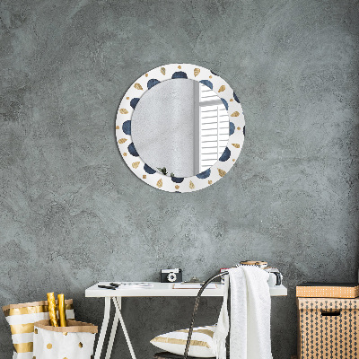 Round mirror printed frame Moon mandala