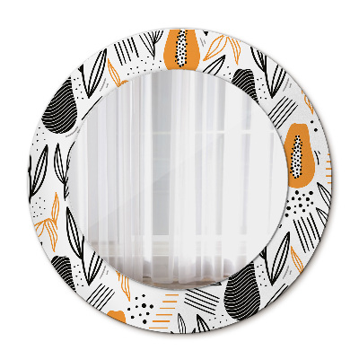 Round mirror printed frame Papaya pattern