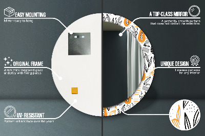 Round mirror printed frame Papaya pattern