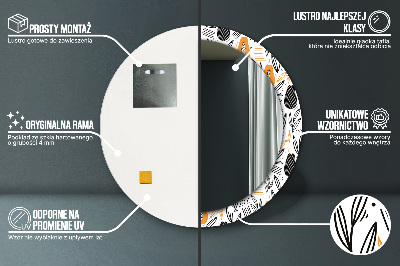 Round mirror printed frame Papaya pattern