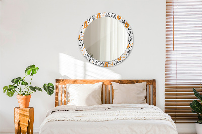 Round mirror printed frame Papaya pattern