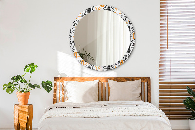 Round mirror printed frame Papaya pattern