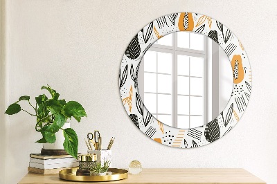 Round mirror printed frame Papaya pattern