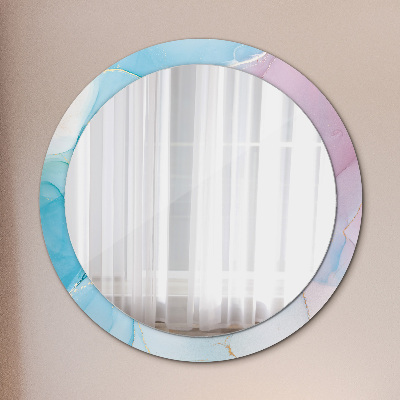 Round decorative wall mirror Modern marble texture