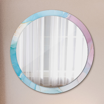 Round decorative wall mirror Modern marble texture