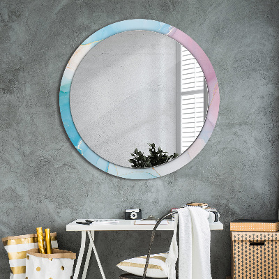 Round decorative wall mirror Modern marble texture