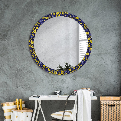 Round decorative wall mirror Cute small flowers