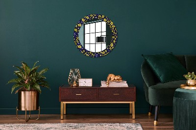 Round decorative wall mirror Cute small flowers